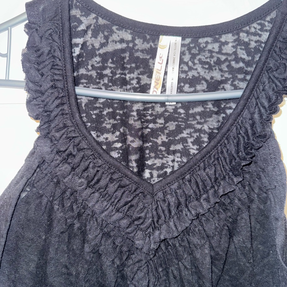 O'Neill Black Tank Top with Ruffle Detail